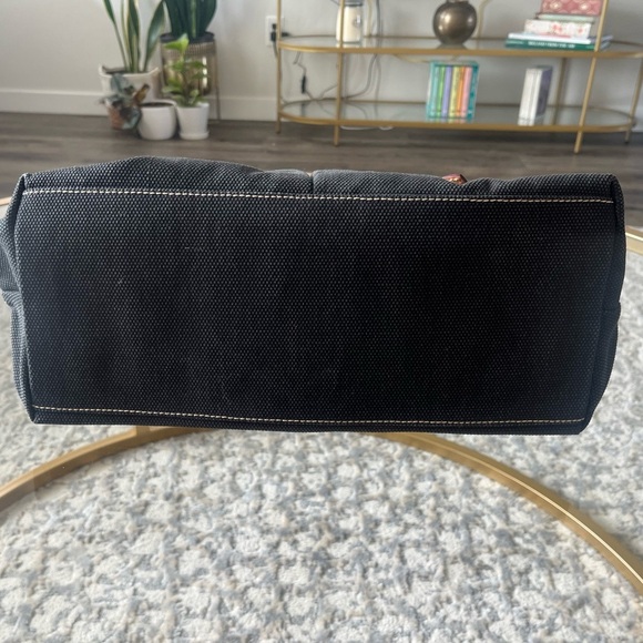 NWT Dooney and Bourke Florentine Vacchetta 2 pocket Canvas Bag, Black and Tan - Picture 5 of 11